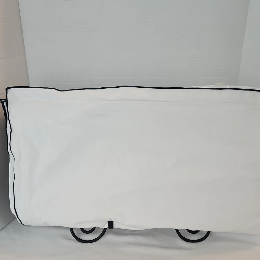 Restoration Hardware White Black Italian Tipped Satin Stitch Full Duvet Cover
